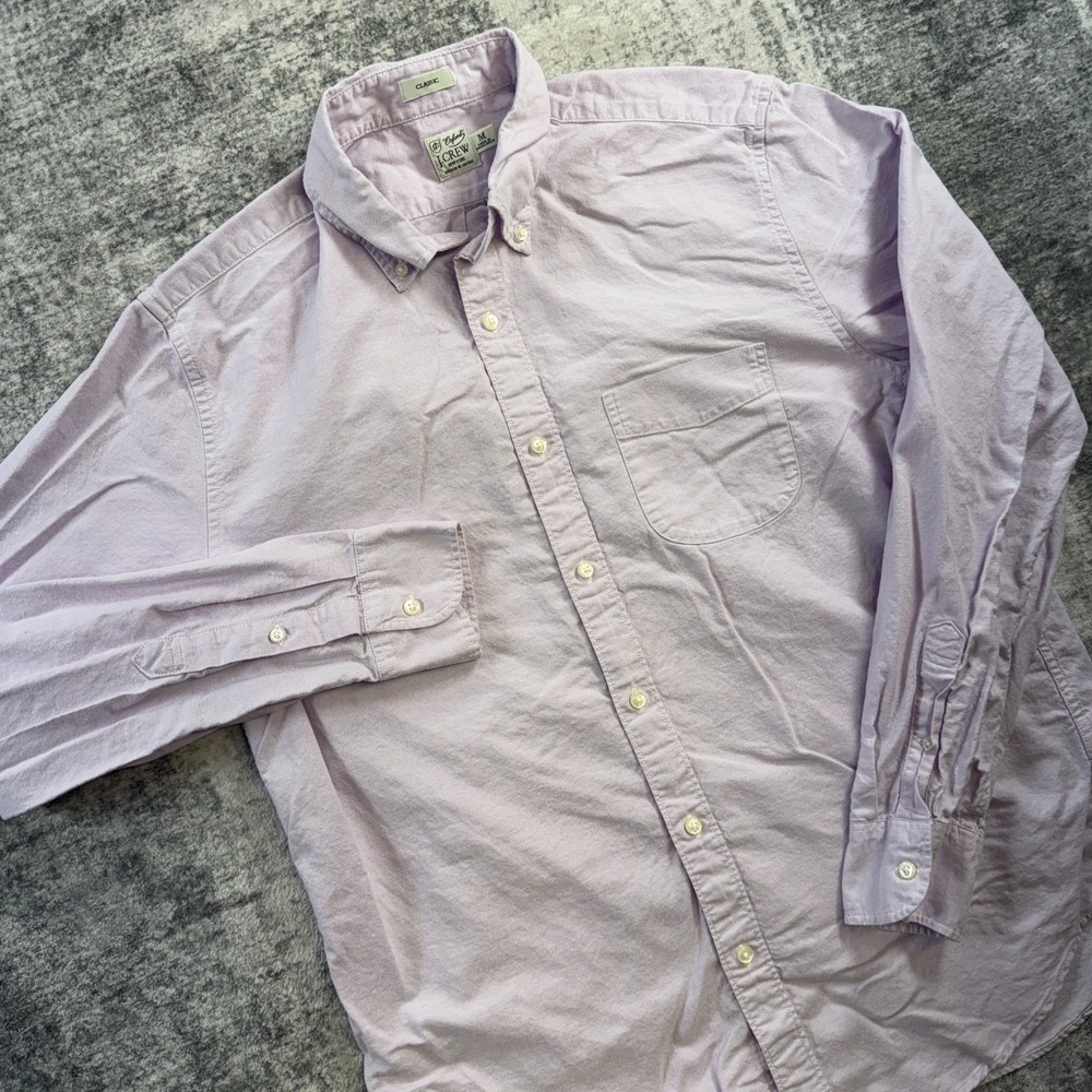 J Crew Oxford Shirt Mens Medium Classic Fit Lavender Purple OCBD Ivy Preppy